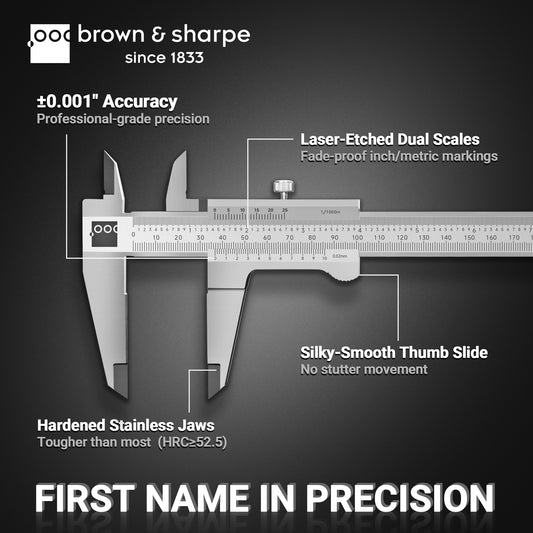 6in./8in./12in. Range Vernier Caliper with 0.001" or 1/128" Graduations