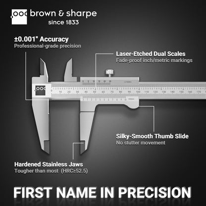 6in./8in./12in. Range Vernier Caliper with 0.001" or 1/128" Graduations