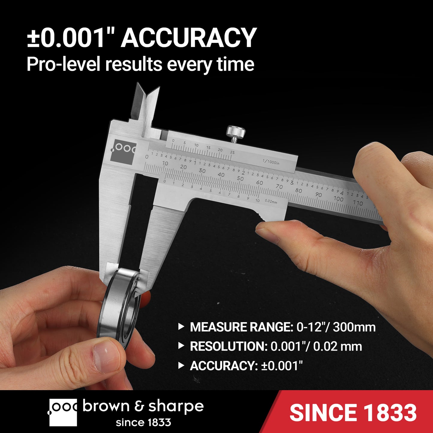 6in./8in./12in. Range Vernier Caliper with 0.001" or 1/128" Graduations