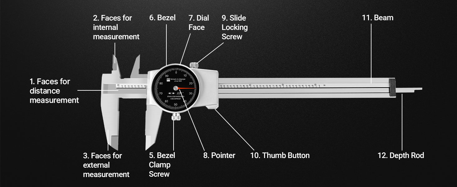 6in./8in./12in. Range Dial Caliper Swiss Core™ Movement A+ image