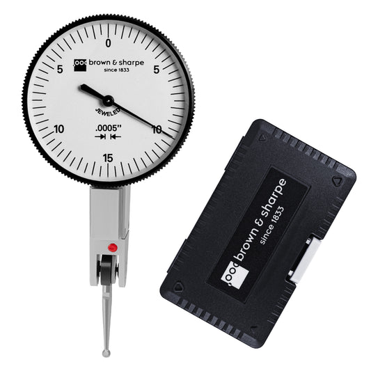 Ruby Bearings Horizontal Dial Lever Indicator White 0.03" Range 0-15-0 Dial 0.0005" Graduation